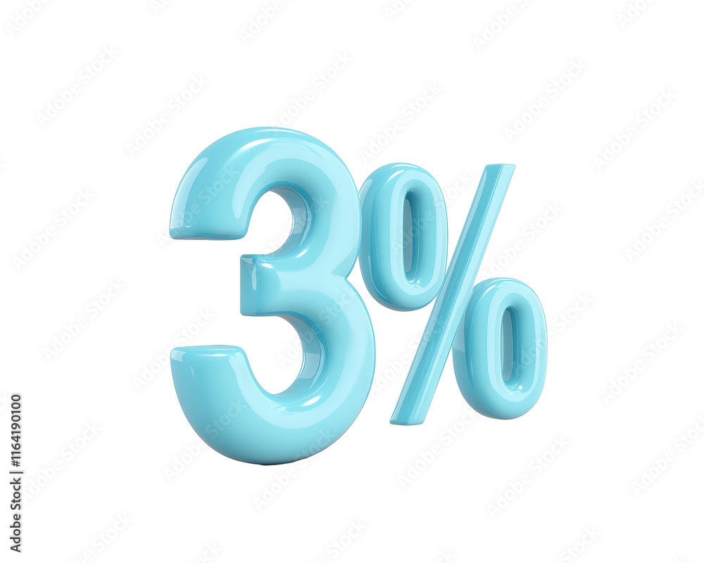 Isolated Light Blue 3 Percent Symbol Design Isolated Light Blue 3 Percent Symbol Design