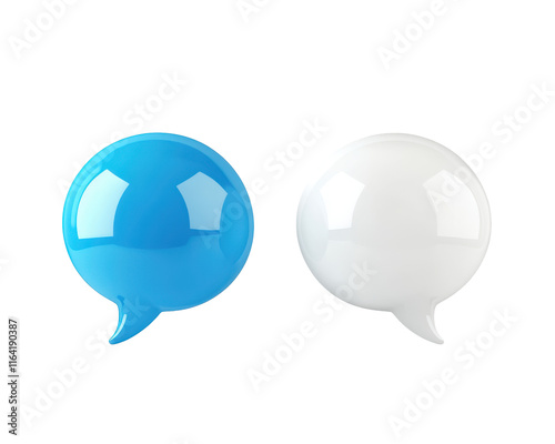 Isolated Speech Bubble Light Blue and White Duo