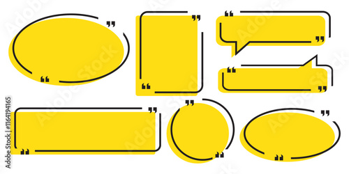 
Quote box frame, big set. Quote text in speech bubble. Quote box icon. Blank template quote text info design boxes quotation bubble blog quotes symbols.