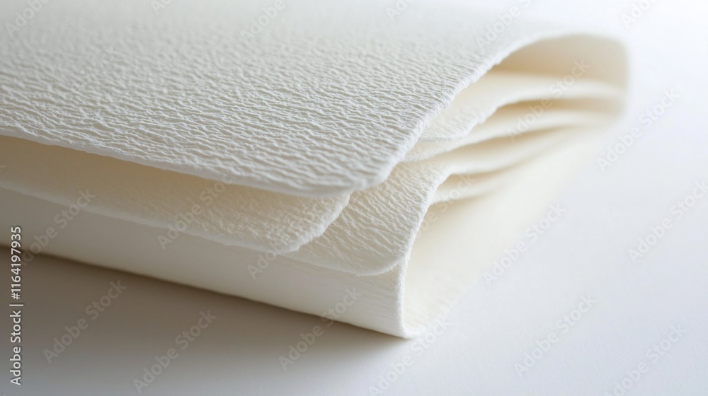 Textured White Paper Layers: A Close-Up Study of Subtle Curves and Undulations Textured White Paper Layers: A Close-Up Study of Subtle Curves and Undulations