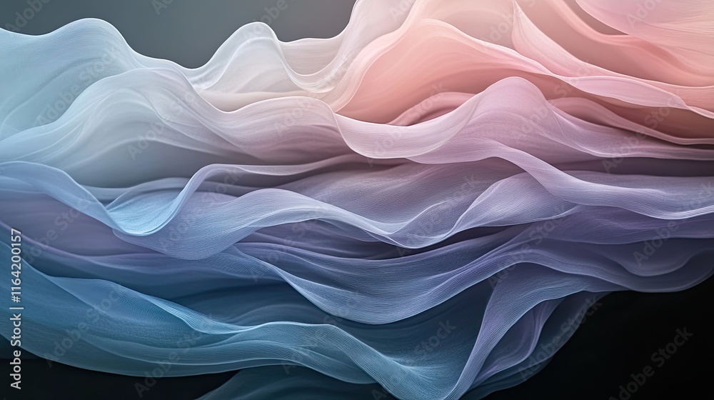 Obraz premium Soft pastel colors blend seamlessly, creating an ethereal backdrop that enhances design projects with a tranquil and flowing aesthetic, perfect for various applications