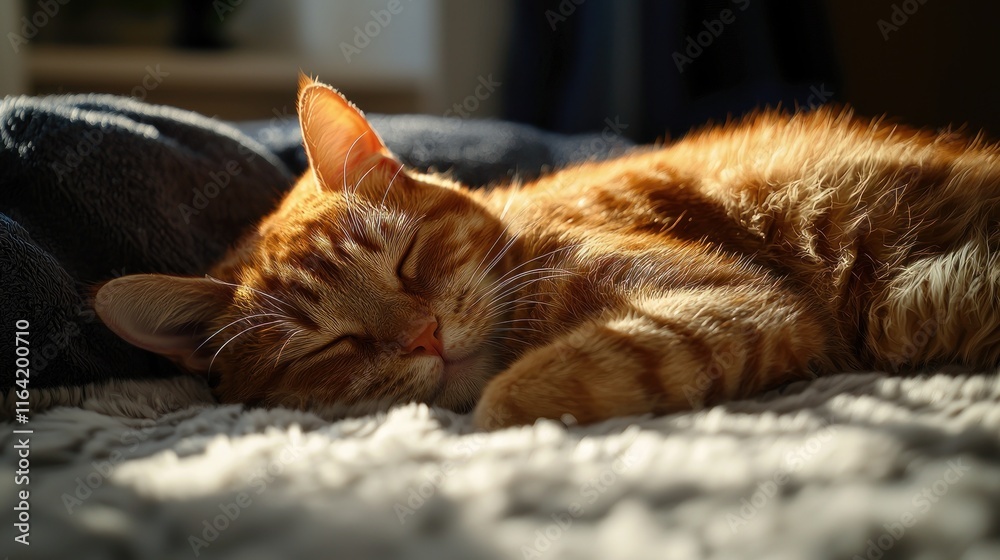 Peaceful Ginger Cat Napping in Sunbeams Peaceful Ginger Cat Napping in Sunbeams