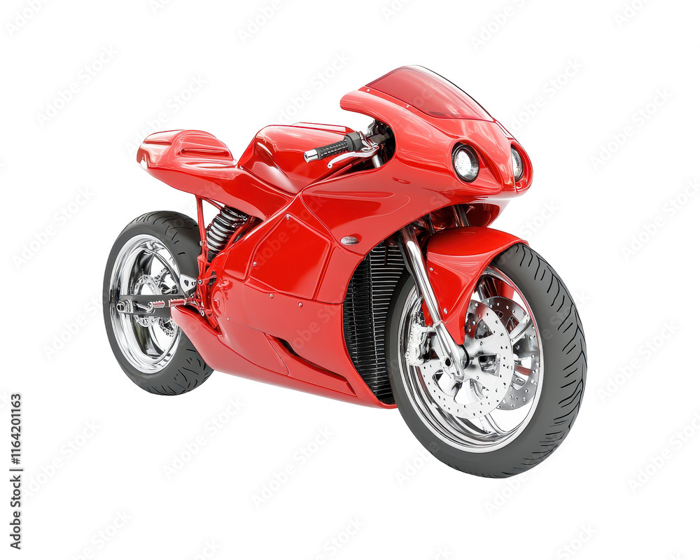 Isolated Red Sport Motorcycle Perspective View Isolated Red Sport Motorcycle Perspective View