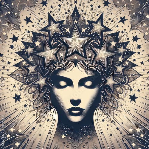 Stars in Her Crown A woman with a crown of stars each star a fem
