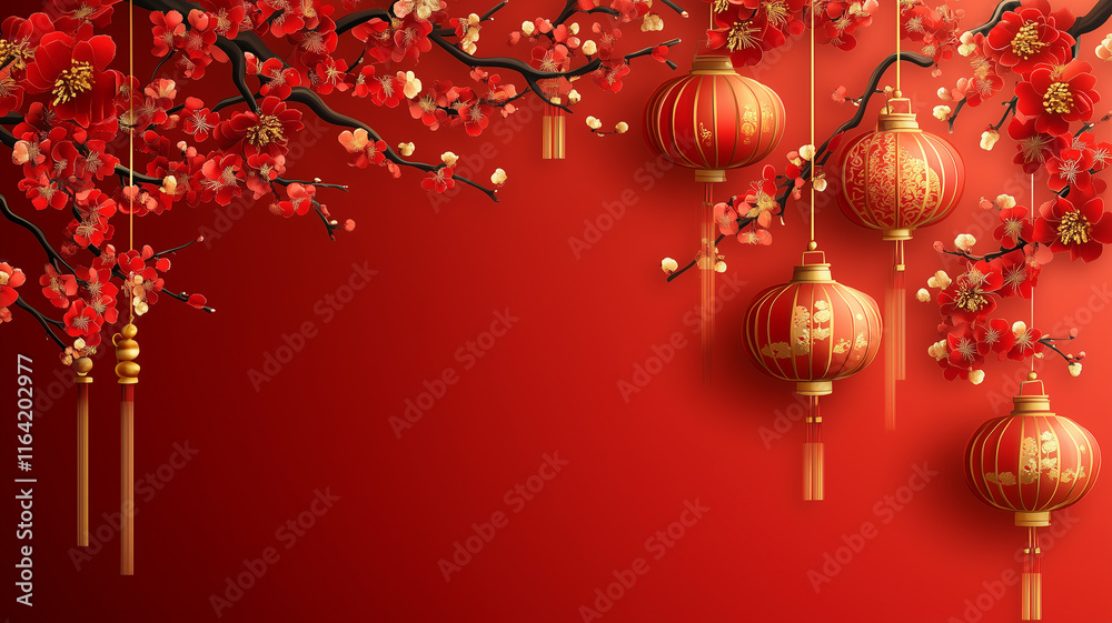 Vibrant Chinese New Year celebration with red lanterns, dragon dances, and festive decorations. Symbolizing prosperity, joy, and family reunions, this cultural event is rich in tradition and color Vibrant Chinese New Year celebration with red lanterns, dragon dances, and festive decorations. Symbolizing prosperity, joy, and family reunions, this cultural event is rich in tradition and color