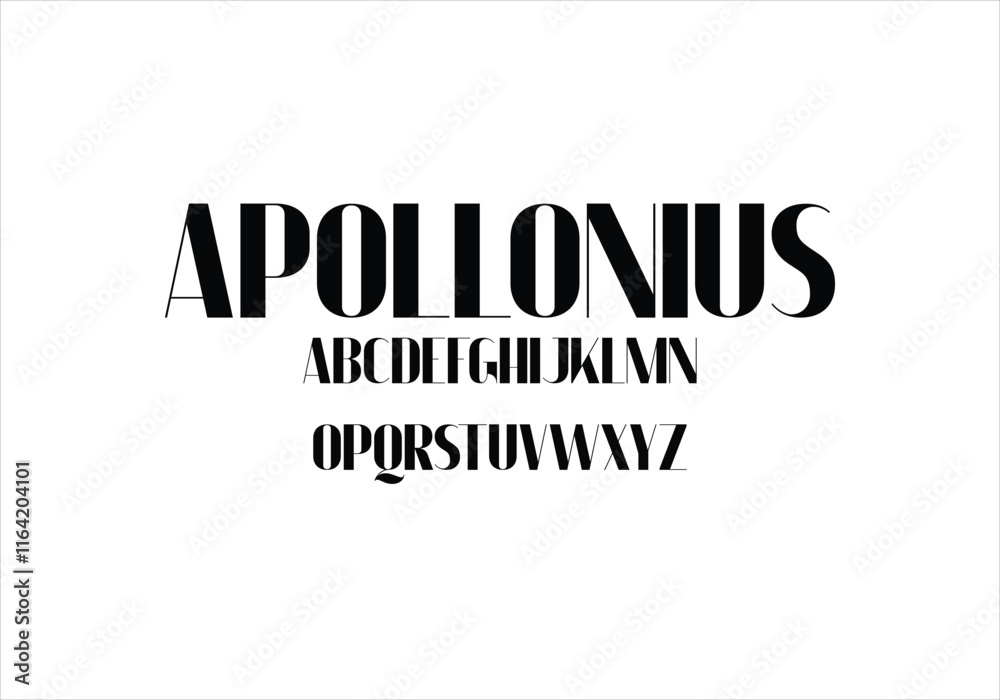 Fototapeta premium Apollonius font for logo and headline. Isolated vector typeset