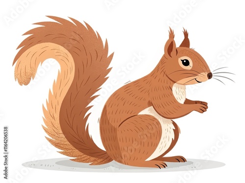  Cartoon squirrel, charming and tiny, on a clean white background. photo