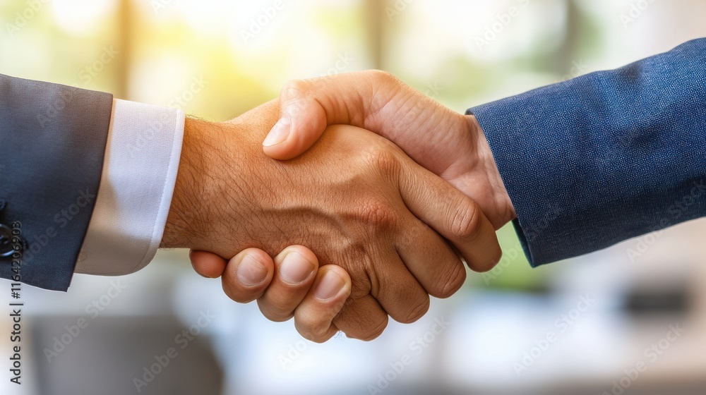 Professional Handshake Between Two Business Partners in Modern Office Setting Symbolizing Trust, Agreement, and Collaboration for Corporate Success and Relationships Professional Handshake Between Two Business Partners in Modern Office Setting Symbolizing Trust, Agreement, and Collaboration for Corporate Success and Relationships
