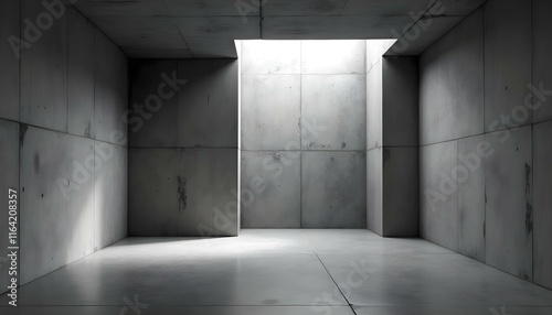 Abstract Minimalist Concrete Room with Light Beams photo