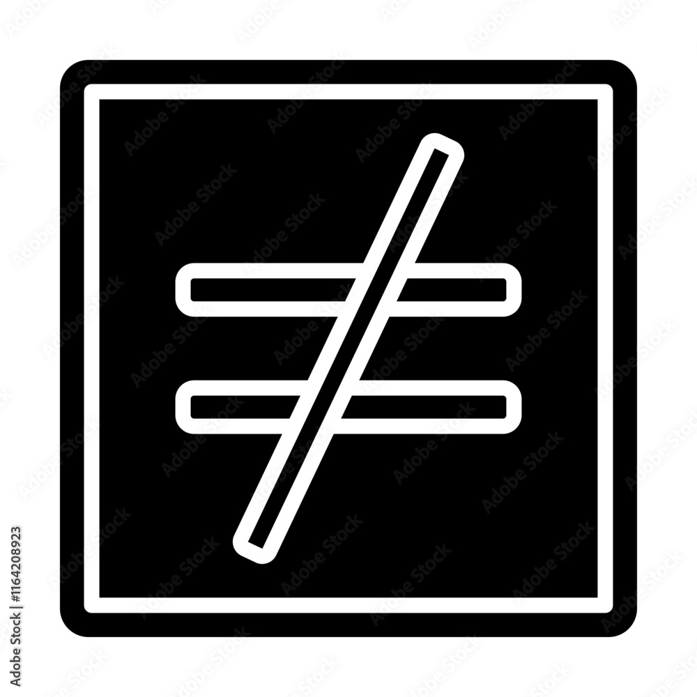 NO Equal To Vector Glyph Icon Design NO Equal To Vector Glyph Icon Design