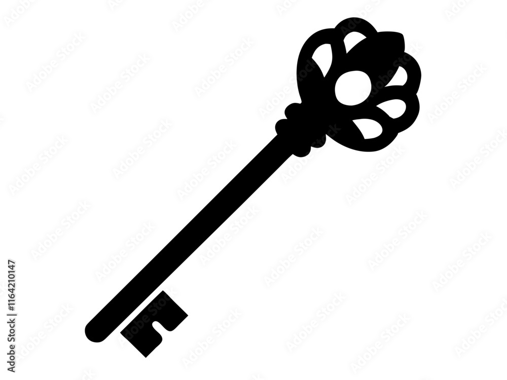 Obraz premium Key black silhouette vector, Simple silhouette Design vector icon with white background