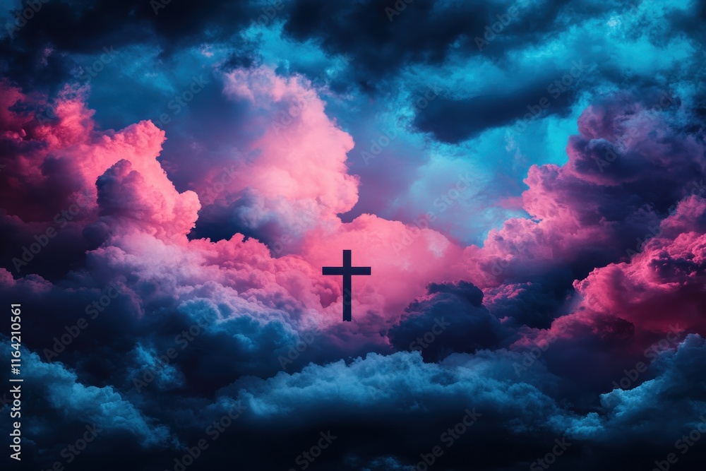 Experience a vibrant Christian holiday season celebrated with a sumptuous feast and traditional customs, as portrayed in this captivating image of a cross against a backdrop of swirling clouds This Experience a vibrant Christian holiday season celebrated with a sumptuous feast and traditional customs, as portrayed in this captivating image of a cross against a backdrop of swirling clouds This