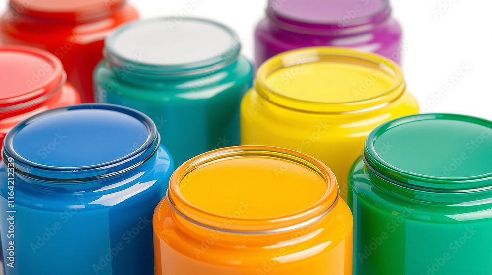 Colorful paint jars. Concept of creativity and art supplies. Colorful paint jars. Concept of creativity and art supplies.