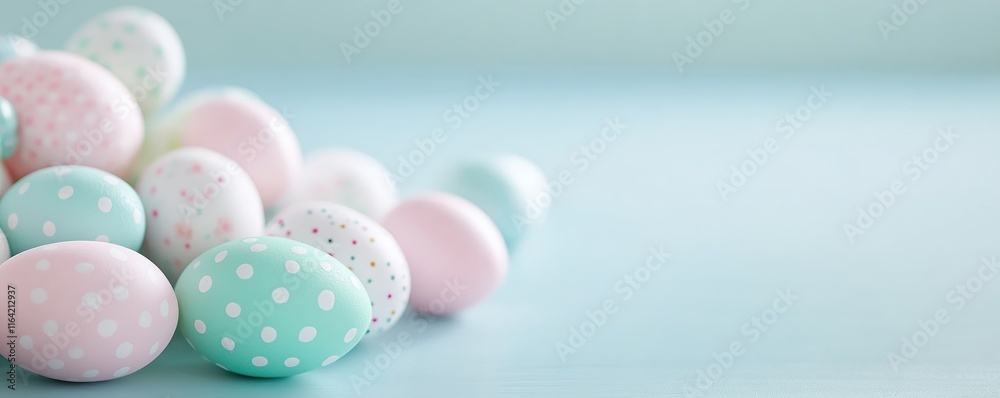 Explore the charm of spring with traditional Easter eggs with thematic designs, showcasing delightful pastel hues and playful polka dots These decorative eggs celebrate the season with creativity and Explore the charm of spring with traditional Easter eggs with thematic designs, showcasing delightful pastel hues and playful polka dots These decorative eggs celebrate the season with creativity and