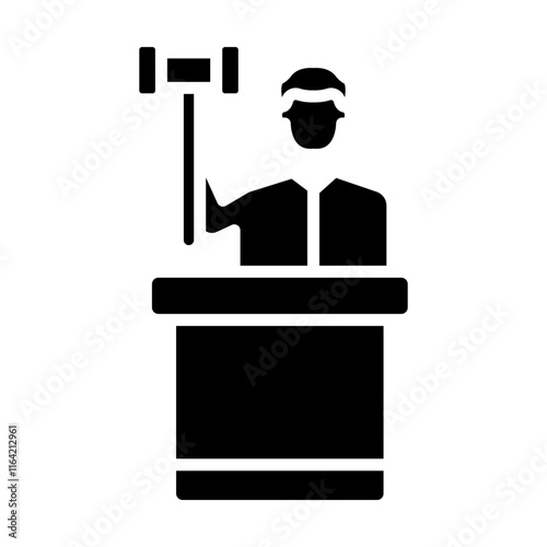 Judge With Hammer Vector Glyph Icon Design
