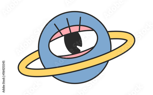 Cute comic planet groovy mascot