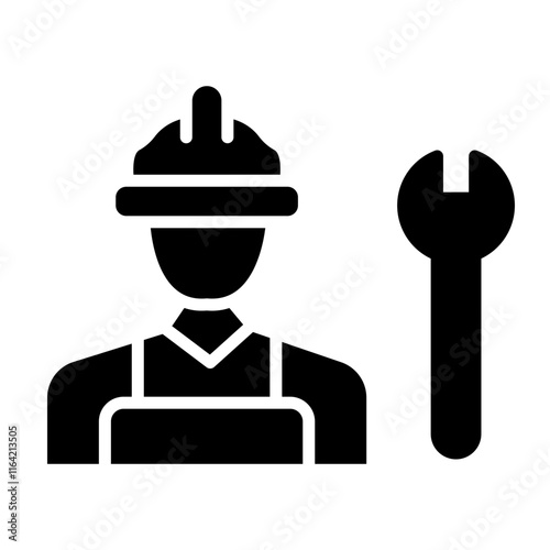 Man Mechanic Working Vector Glyph Icon Design photo