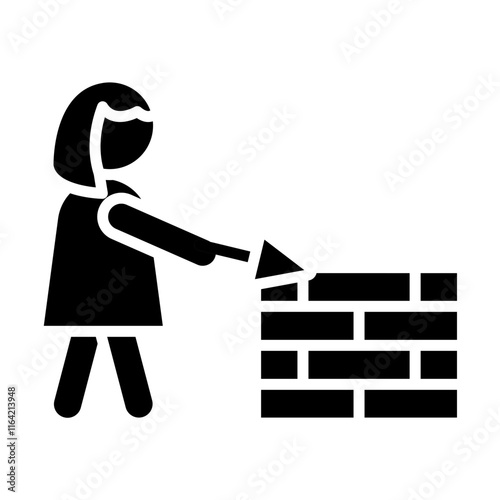 Woman Building A Wall Vector Glyph Icon Design