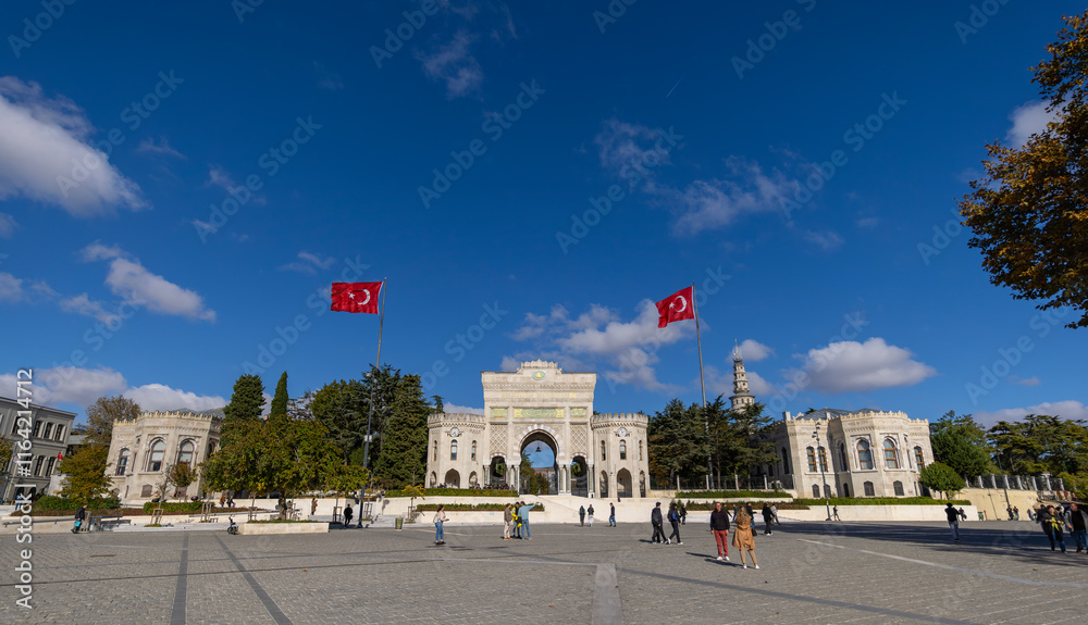 Istanbul University main gate and Beyazit Square view in the Istanbul. Istanbul University is oner of the major university in the Turkey.