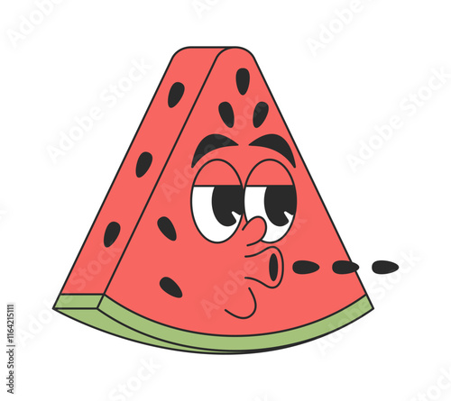 Cute comic groovy watermelon slice