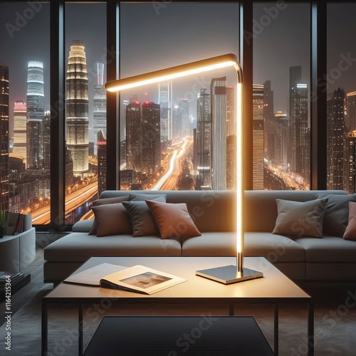 LED Light Bar Table Lamp A modern table lamp featuring a LED lig photo