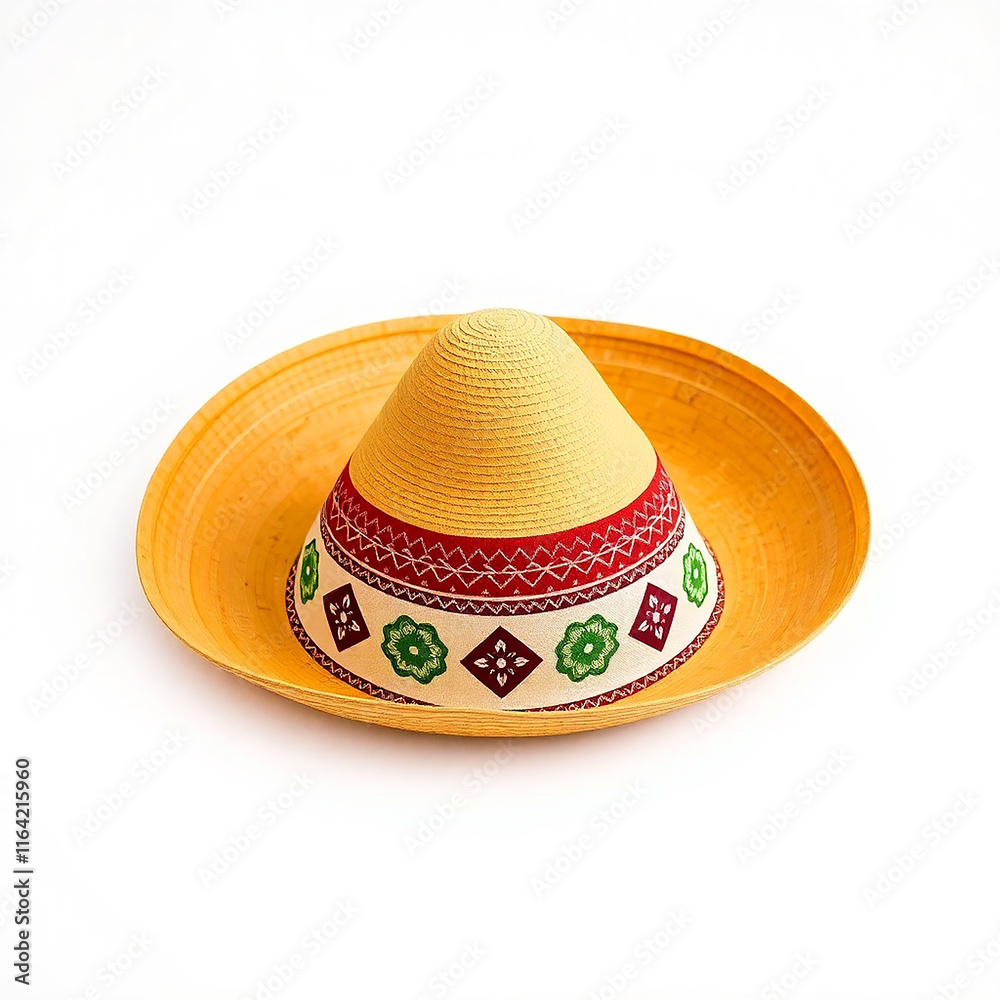 Traditional Mexican straw hat. Concept of culture, summer, and holiday. Traditional Mexican straw hat. Concept of culture, summer, and holiday.