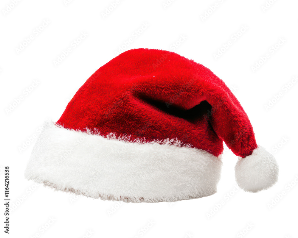 Isolated Red Santa Hat with White Fur Trim Isolated Red Santa Hat with White Fur Trim