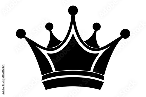 Crown black silhouette vector, Simple silhouette Design vector icon with white background