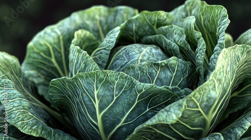 Wallpaper Mural Fresh Green Cabbage Leaves Close-Up with Intricate Texture Detail Torontodigital.ca