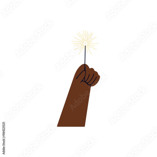 Illustration of Hand Holding Sparkler