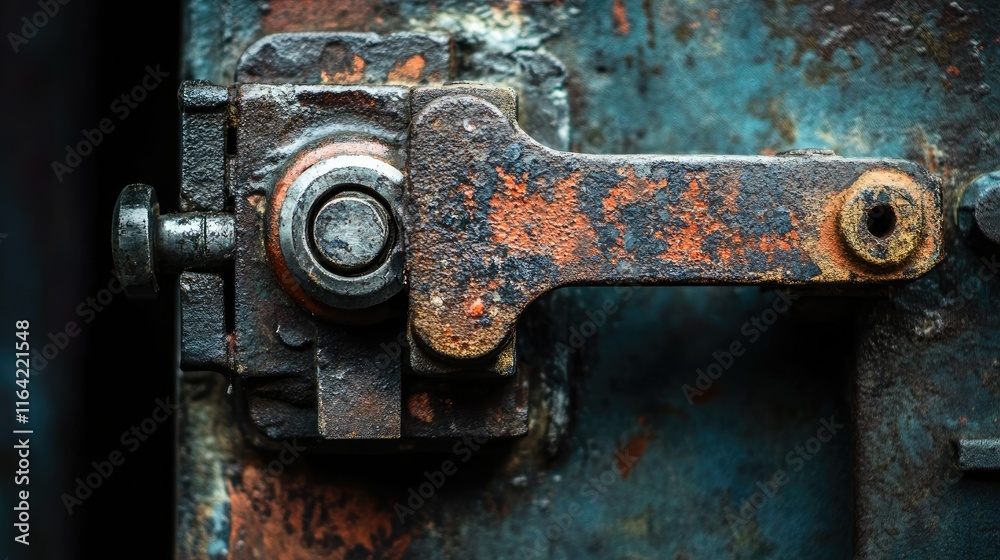 Rusty Metal Lock on Old Industrial Door with Patina and Texture Rusty Metal Lock on Old Industrial Door with Patina and Texture