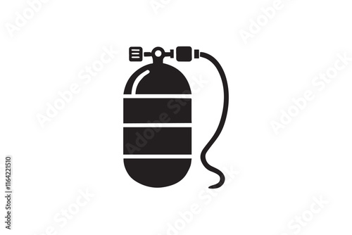 simple and unobtrusive Oxygen Tank vector silhouette illustration isolated in white background
