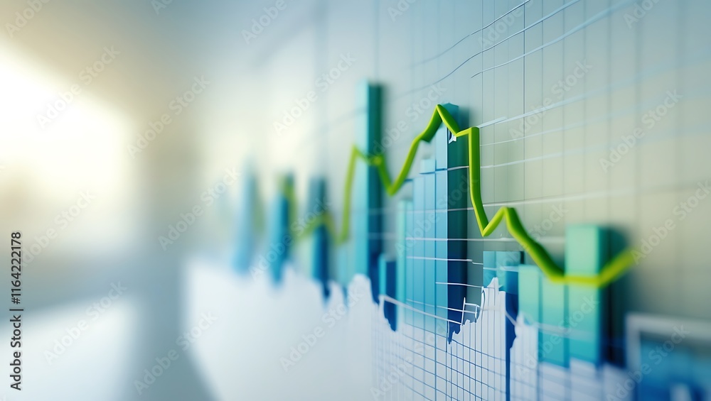 Minimalist Photo of Financial Graphs with Blurred Blue and Green Background Minimalist Photo of Financial Graphs with Blurred Blue and Green Background