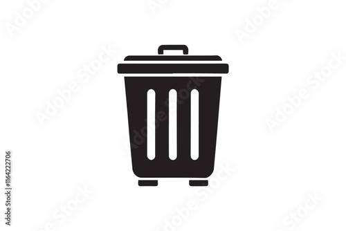 simple and unobtrusive Trash Bin dust bin vector silhouette illustration isolated in white background
