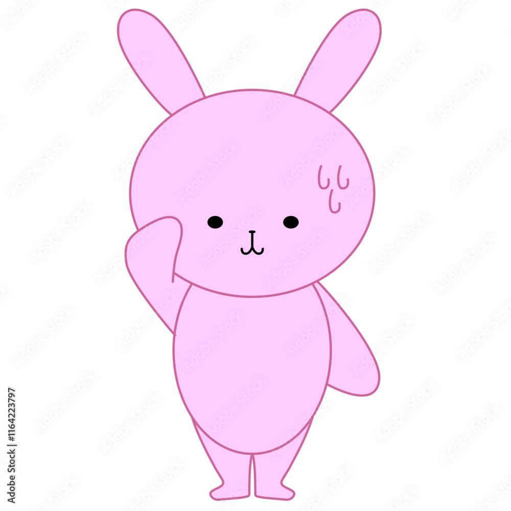 焦って汗をかくウサギのイラスト 焦って汗をかくウサギのイラスト