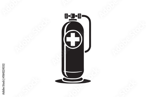 simple and unobtrusive Oxygen Tank vector silhouette illustration isolated in white background
