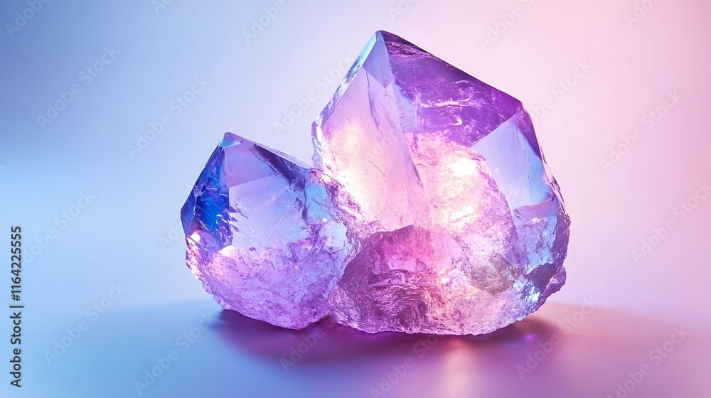 Amethyst Crystal Cluster Glowing Under Purple Light Amethyst Crystal Cluster Glowing Under Purple Light