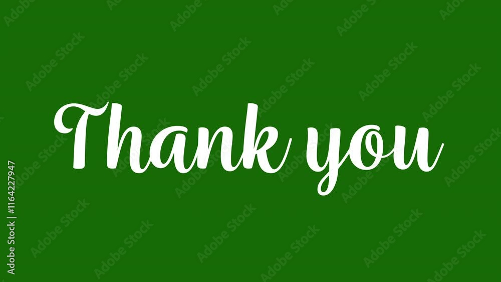 Thank you Script Text Written on a Green Background Thank you Script Text Written on a Green Background