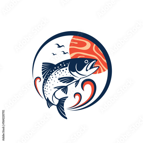 salmon logo with circle concept