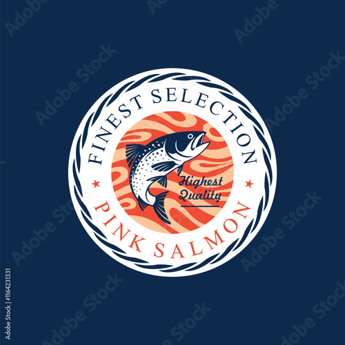 salmon fish emblem logo, salmon stamp logo