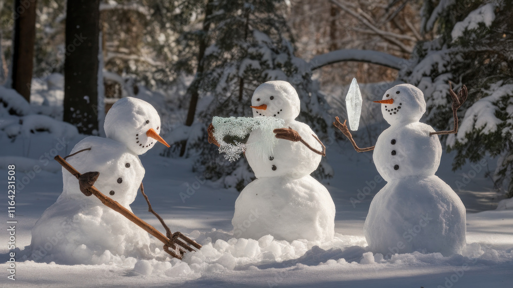 Snowmen Singing Christmas Carols in the Forest Snowmen Singing Christmas Carols in the Forest