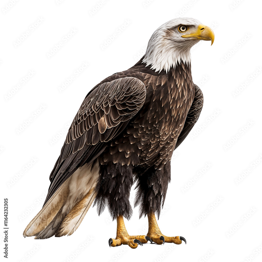 Obraz premium Bald eagle standing isolated on transparent background