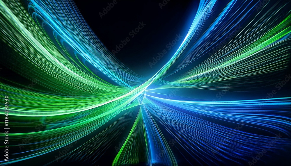 Cool greens and blues forming dynamic, intertwined ribbons of light across a dark scene, evoking a sense of flow and energy. Cool greens and blues forming dynamic, intertwined ribbons of light across a dark scene, evoking a sense of flow and energy.