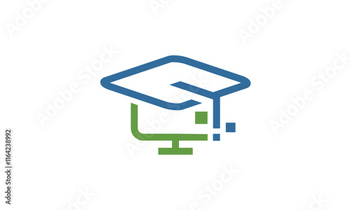 an IT graduate themed graphic image, white background. vector graphic base.