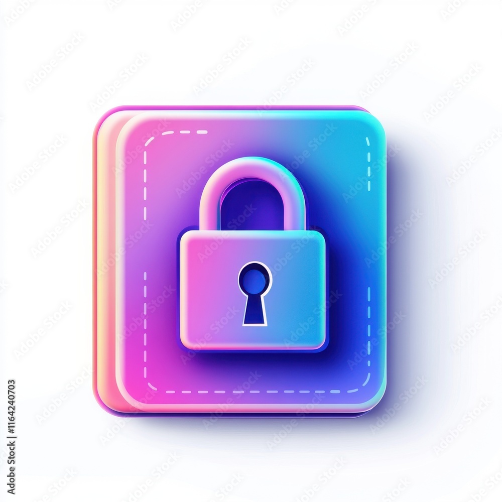 Colorful digital illustration of a padlock symbol, representing security and privacy in technology. Colorful digital illustration of a padlock symbol, representing security and privacy in technology.