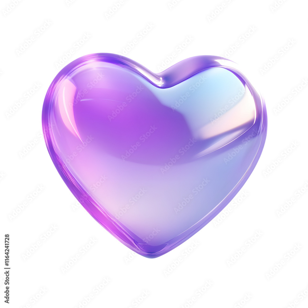 Floating 3D Purple Heart Icon with Minimalist and Playful Style on Transparent Background Floating 3D Purple Heart Icon with Minimalist and Playful Style on Transparent Background