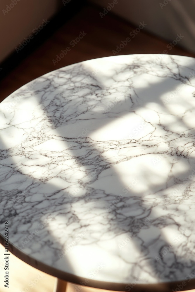 Wooden table with marble top