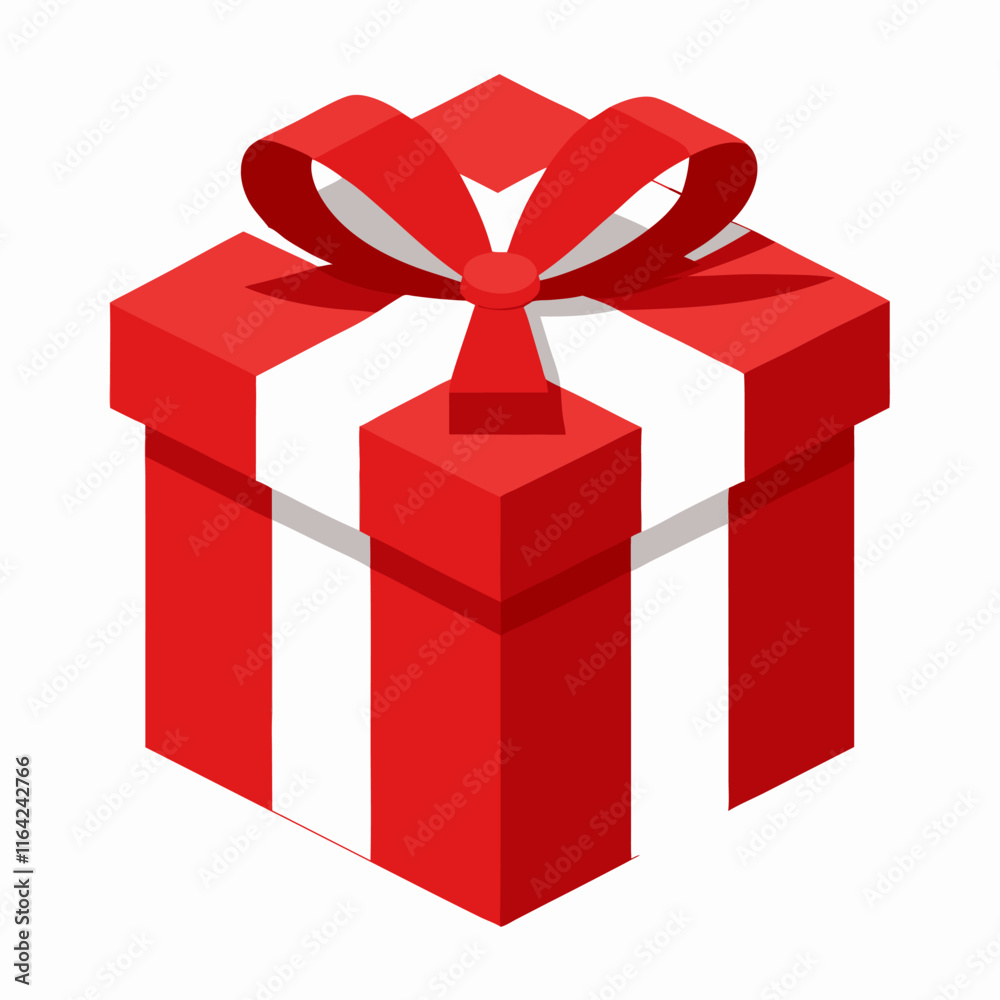 present gift box decorated with red and white ribbon premium stock clip art cartoon doodle freehand sketch drawing isolated vector element illustration on white background
