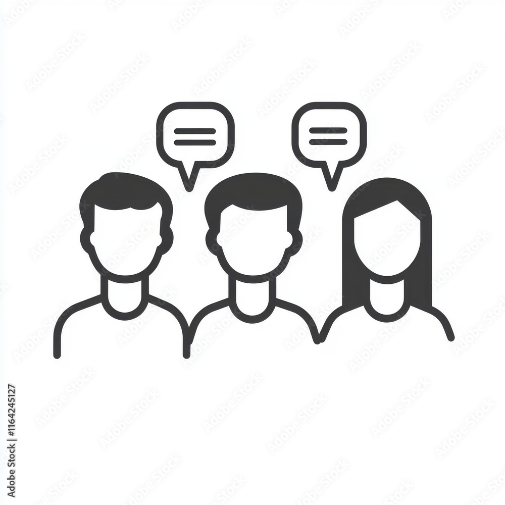 Fototapeta premium Group of three people engaged in conversation, showcasing diversity and communication.