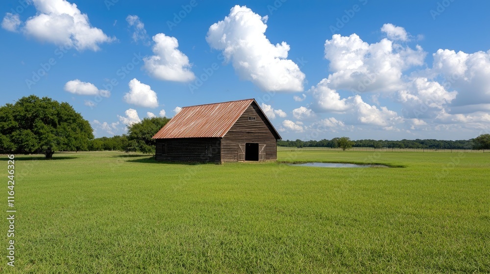 Exploring an abandoned barn in a lush green field rural landscape photography serenity nature's beauty Exploring an abandoned barn in a lush green field rural landscape photography serenity nature's beauty